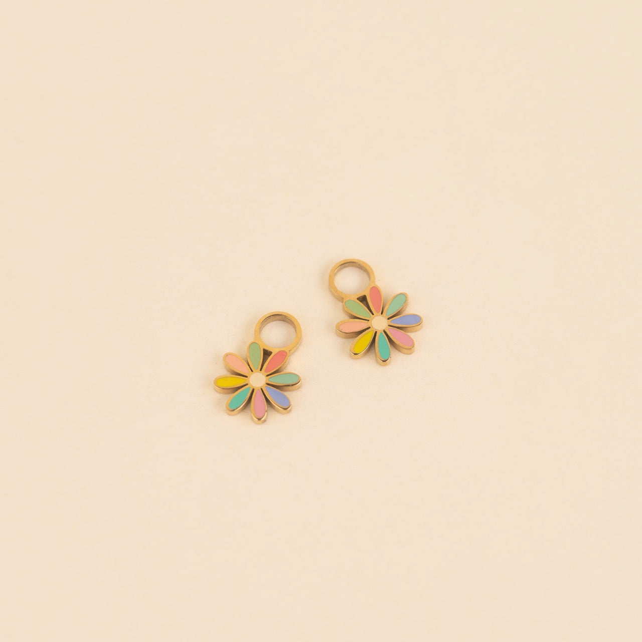 Rainbow Daisy Huggie Hoop Charms
