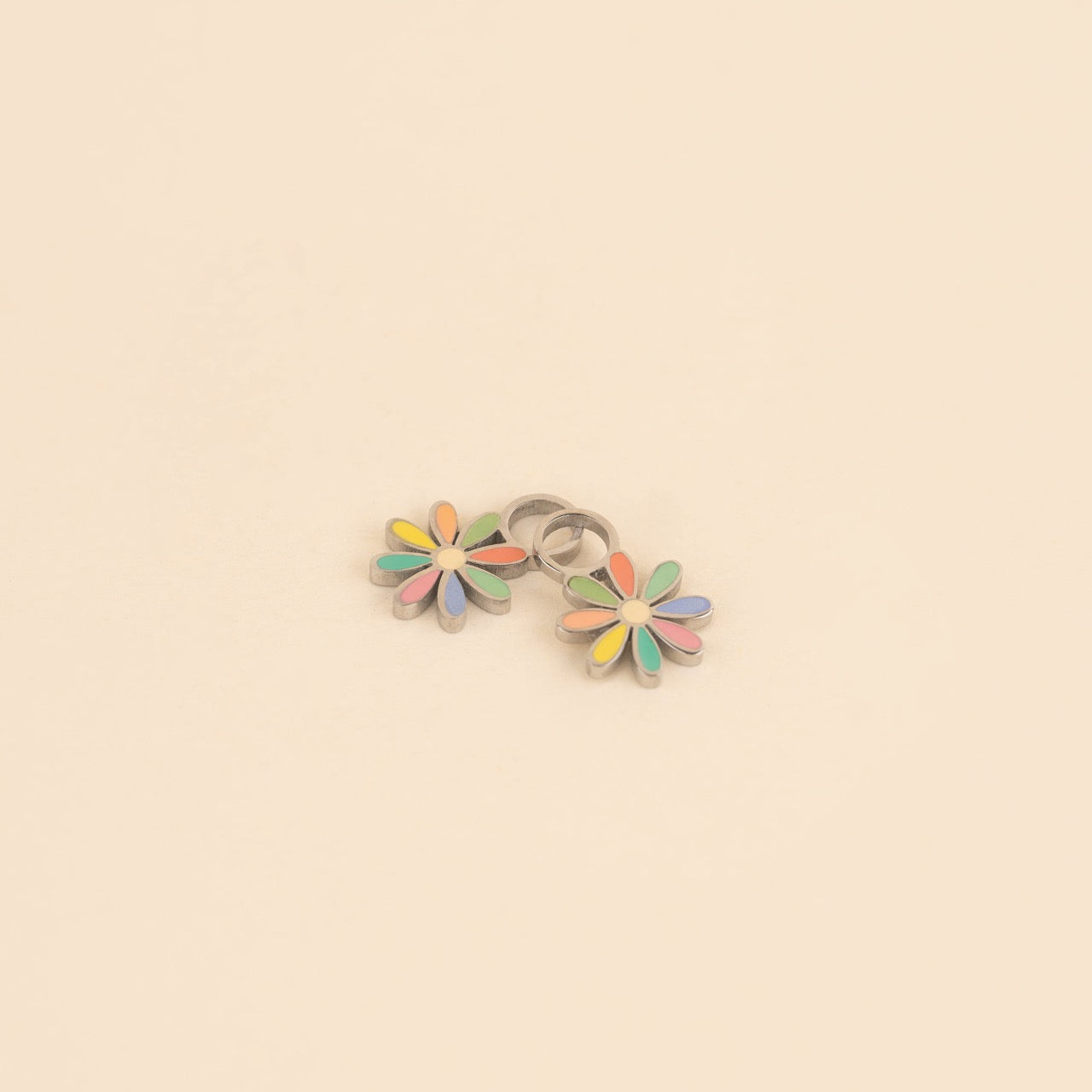Rainbow Daisy Huggie Hoop Charms