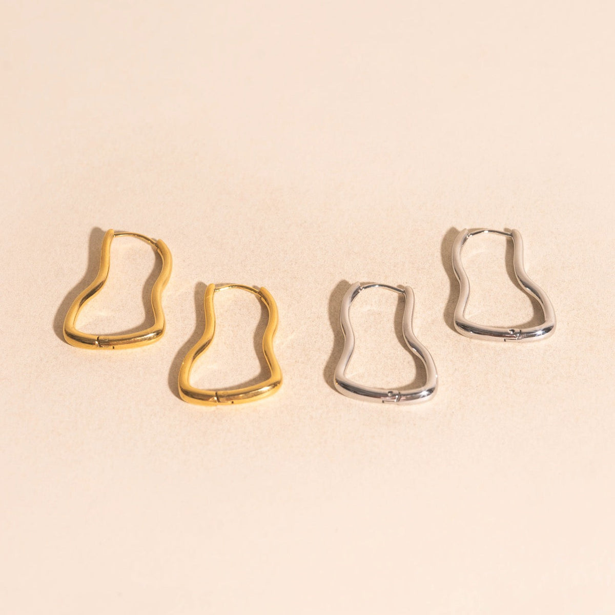 Cosmic Wave Rounded Huggie Hoop Earrings
