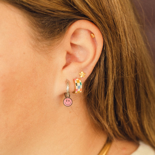 Smiley Huggie Hoop Charms