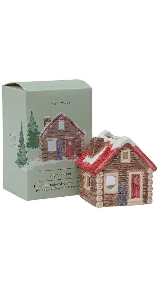 Alpine Chalet Incense & Tea Light Holder Ceramic House