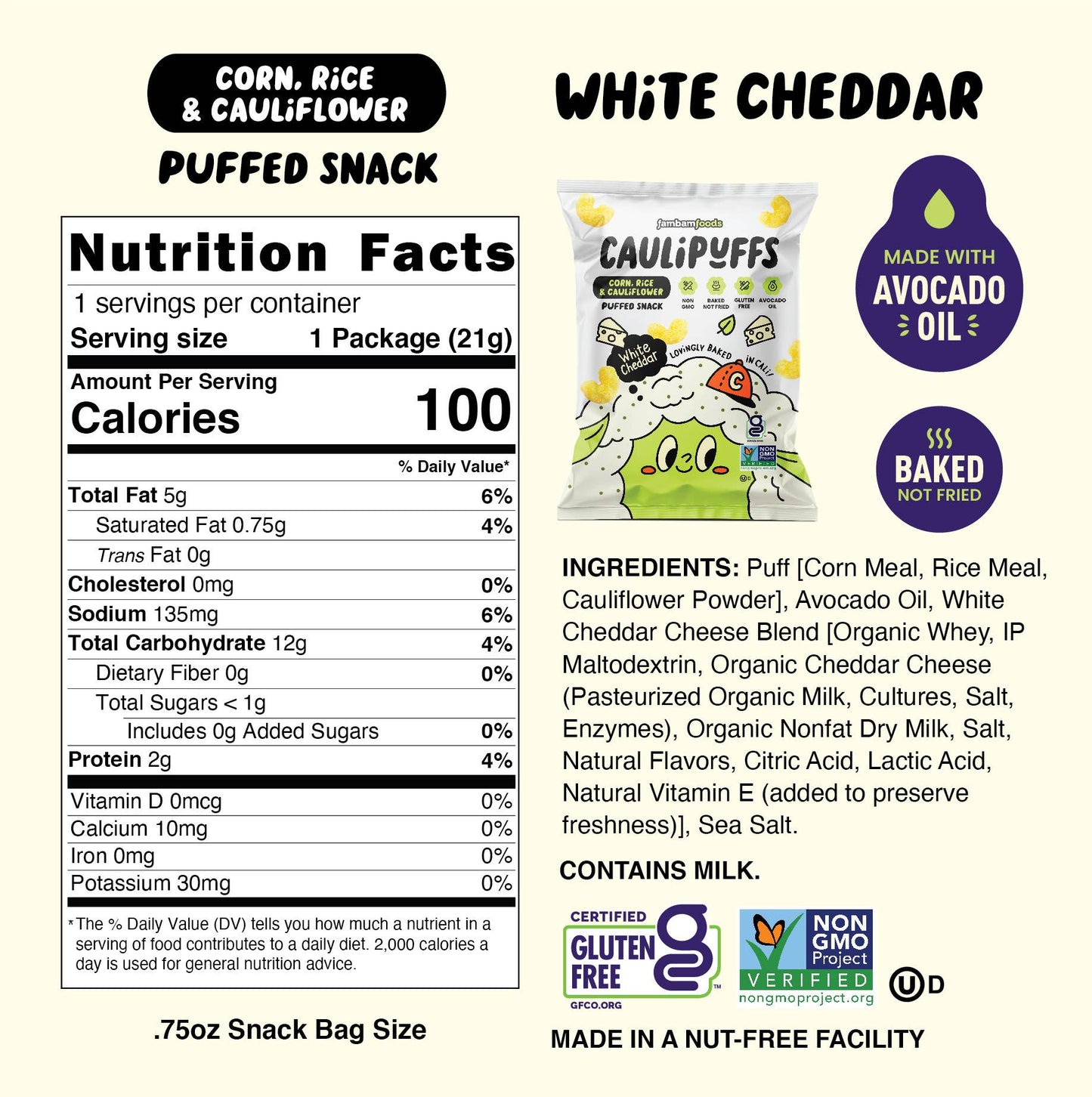 White Cheddar Puffs .75oz Snack Bagsy