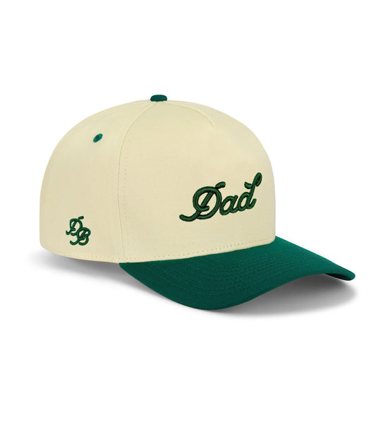 Dad 3D Puff Snapback - Cream Forest Green 5-Panel