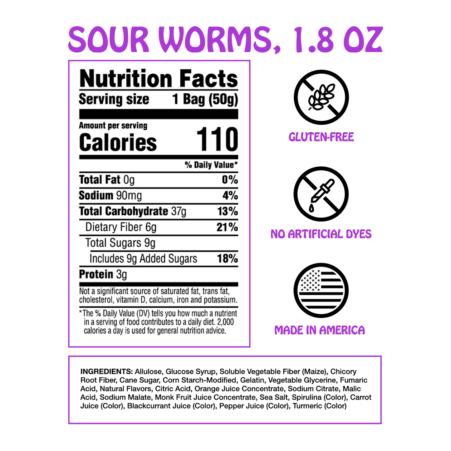 Sour Gummy Worms 1.8oz