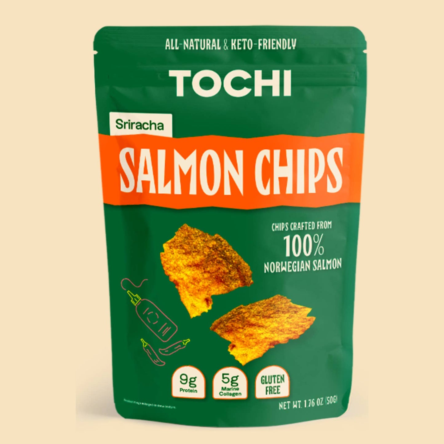 Salmon Chips Sriracha  50g - Margot's Mercantile