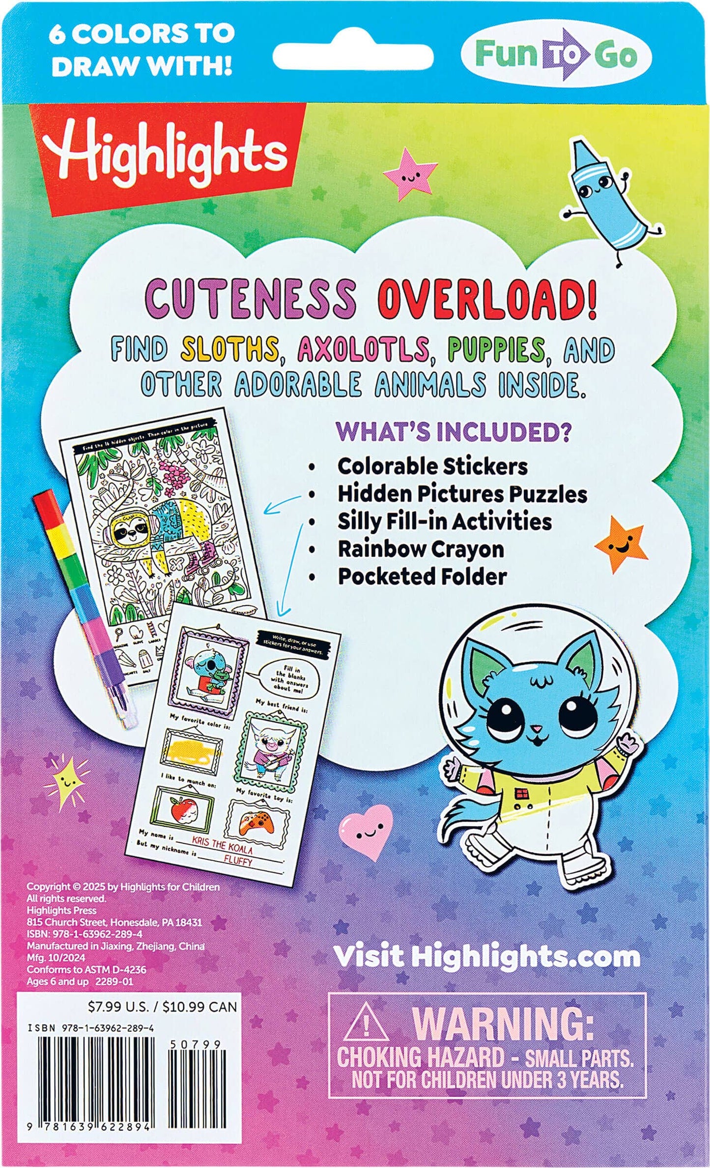 Color-In Stickers and Puzzles! Adorable Animals