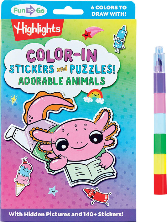 Color-In Stickers and Puzzles! Adorable Animals